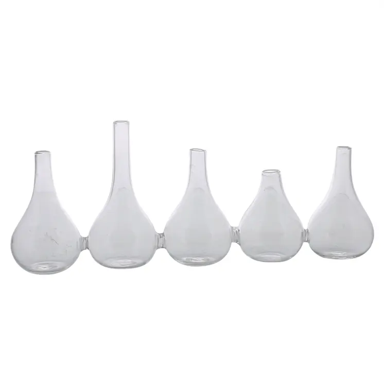Set of Five Clear Cojoined Glass Bud Vases