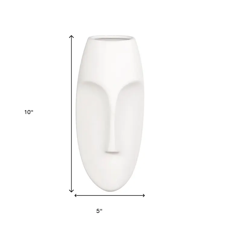10" White Mod Abstract Face Ceramic Wall Decor