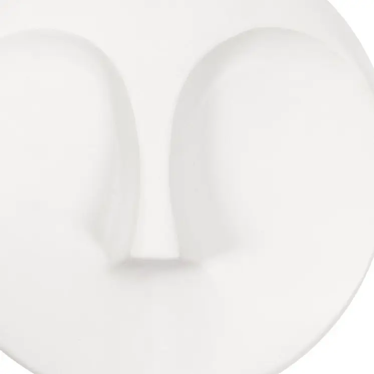 10" White Ceramic Face Round Wall Decor