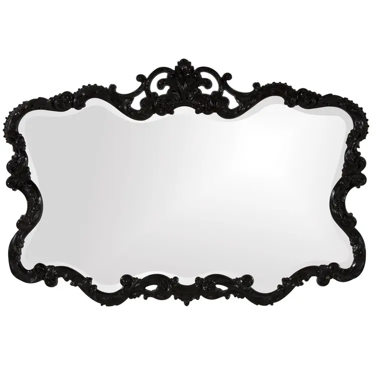 27" Black Ornate Scroll Framed Accent Mirror