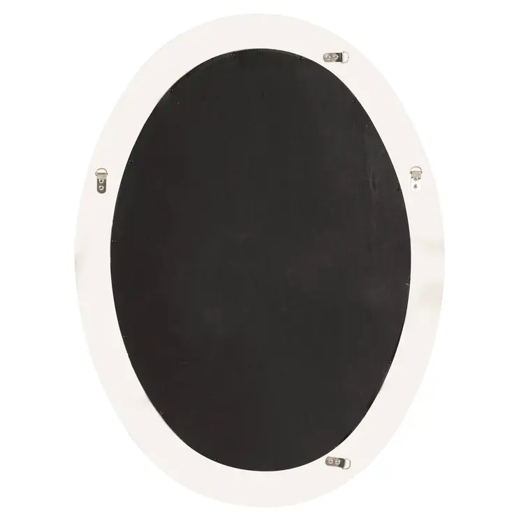 Oval Mirror In A Glossy White Wood Frame