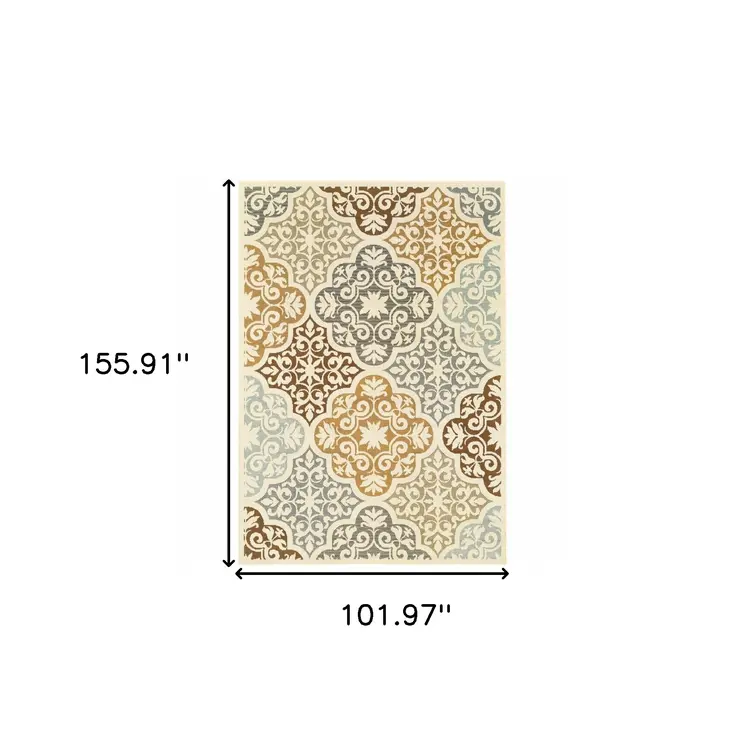 8' X 13' Gray And Ivory Moroccan Indoor Outdoor Area Rug