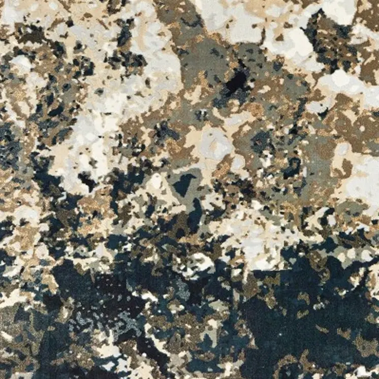 6' X 9' Ivory And Navy Blue Abstract Area Rug