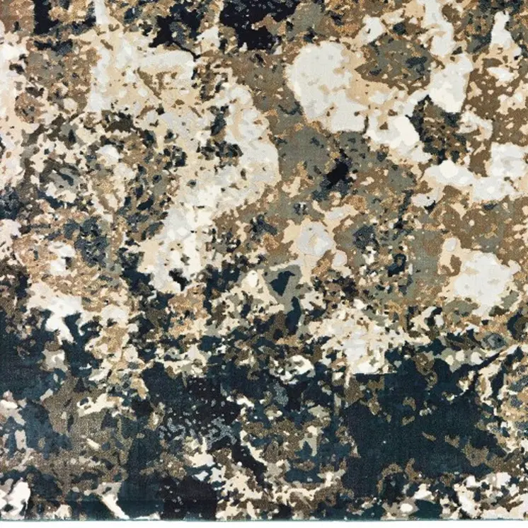 6' X 9' Ivory And Navy Blue Abstract Area Rug