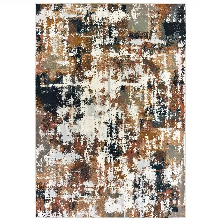 4' X 6' Ivory And Gray Abstract Area Rug