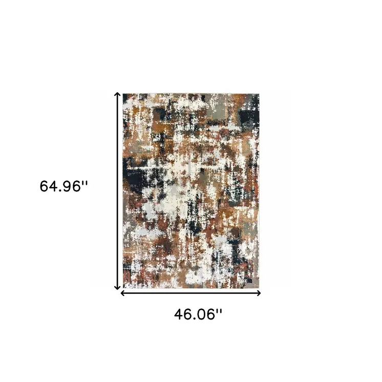 4' X 6' Ivory And Gray Abstract Area Rug