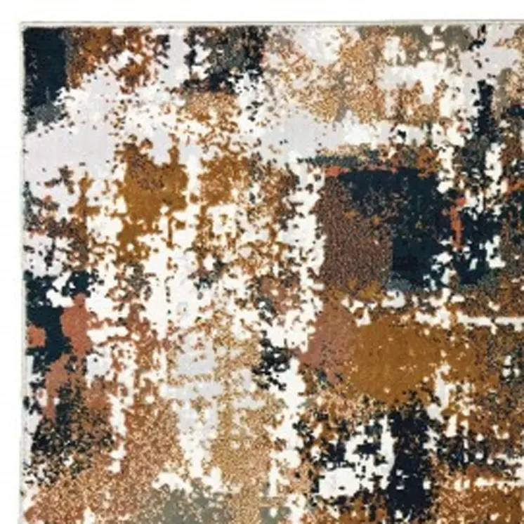 8' X 11' Ivory And Gray Abstract Area Rug