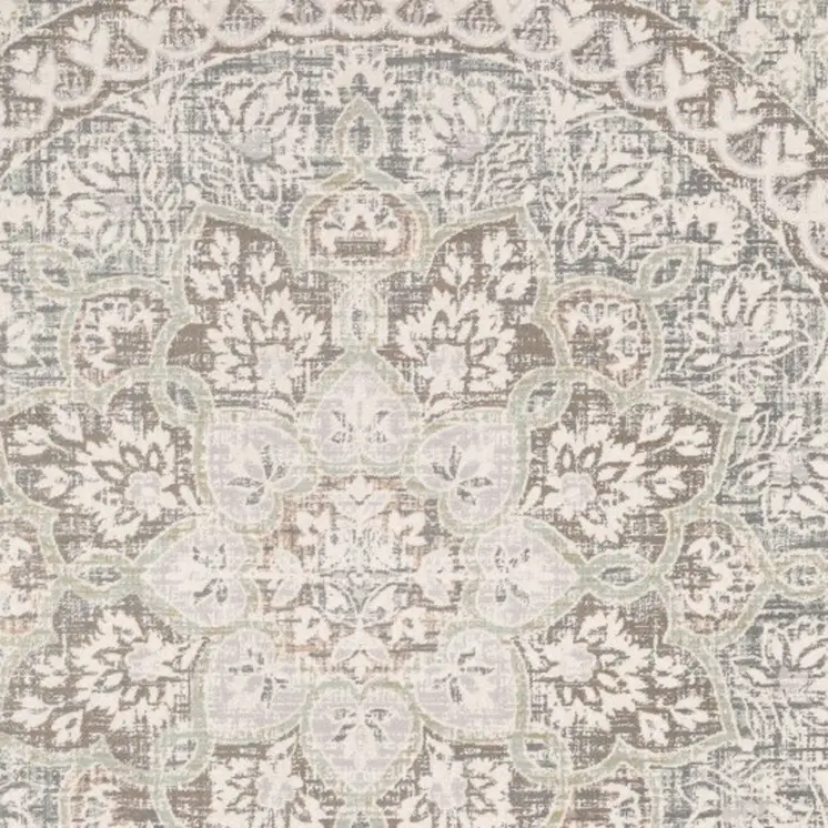 10' X 13' Ivory And Gray Medallion Distressed Area Rug