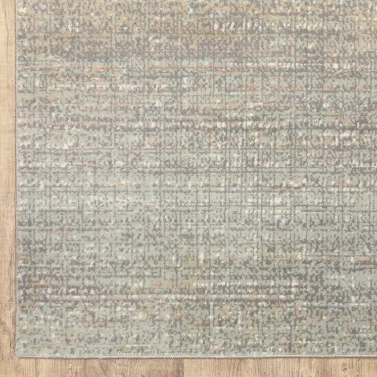 10' X 13' Gray And Green Abstract Distressed Area Rug
