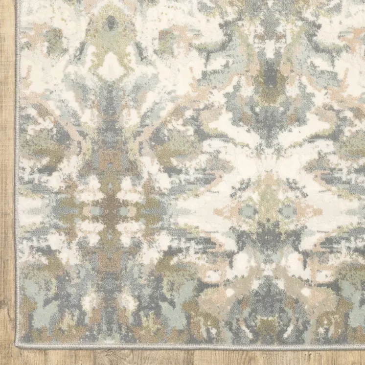 10' X 13' Ivory And Gray Ikat Area Rug