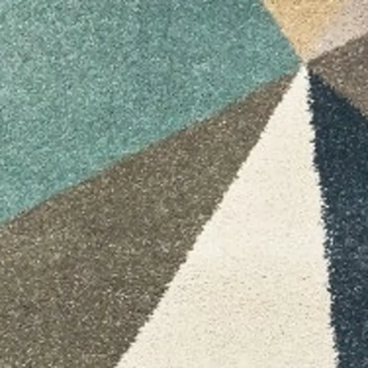 5' X 7' Blue Green And Beige Abstract Geometric Area Rug