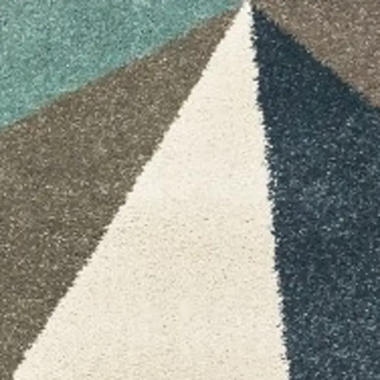 5' X 7' Blue Green And Beige Abstract Geometric Area Rug