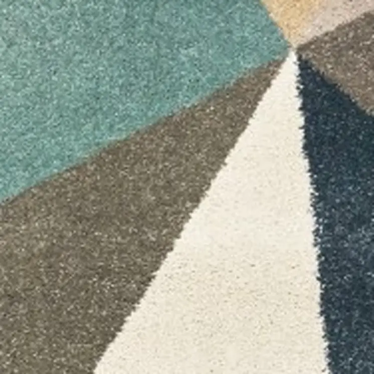 5' X 7' Blue Green And Beige Abstract Geometric Area Rug