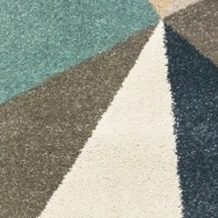 7' X 10' Blue Green And Beige Abstract Geometric Area Rug