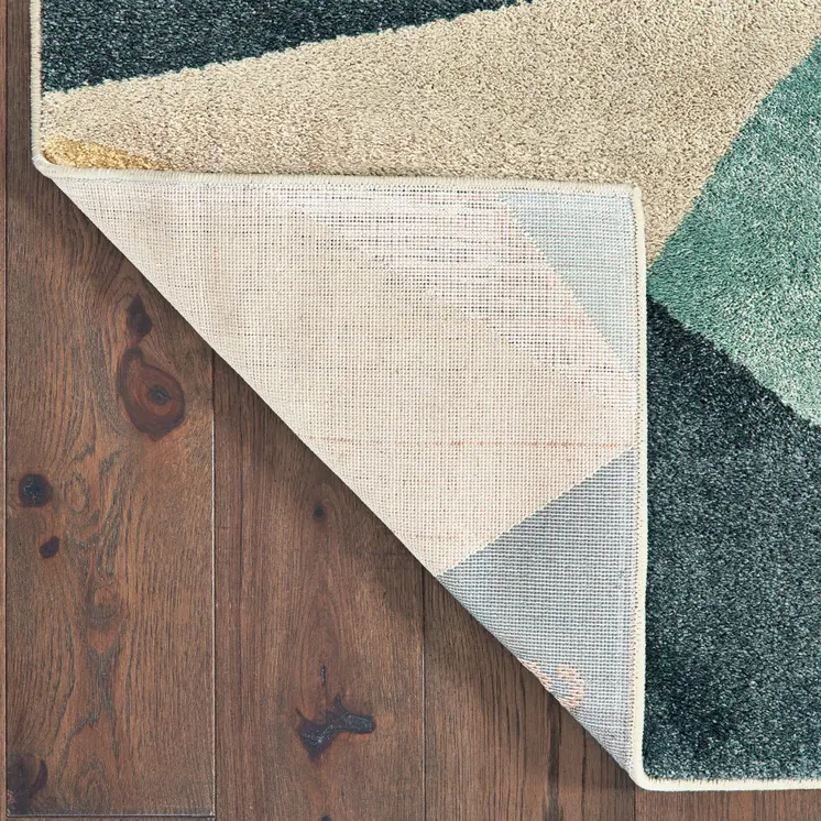 10' X 13' Blue Green And Beige Abstract Geometric Area Rug