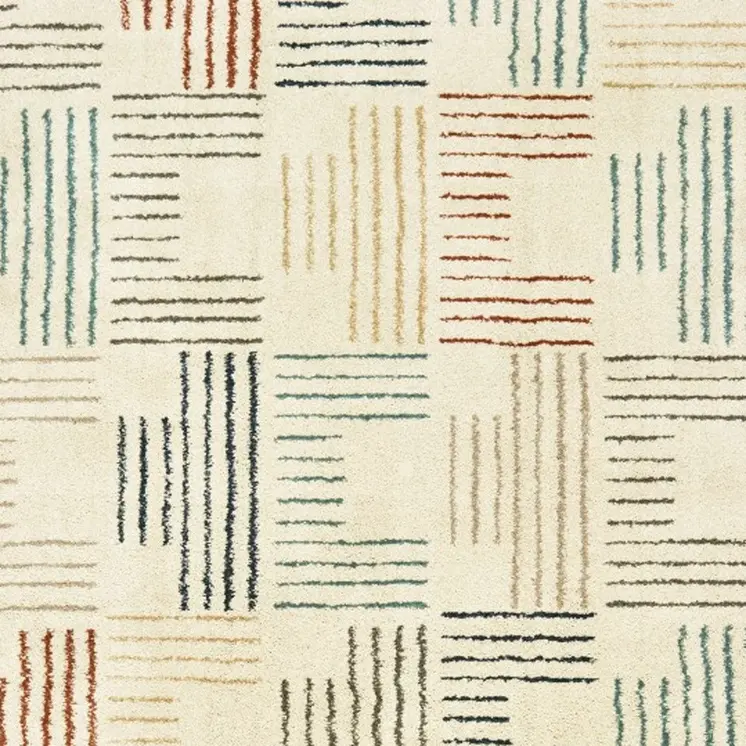 2' X 3' Ivory Blue And Red Geometric Area Rug