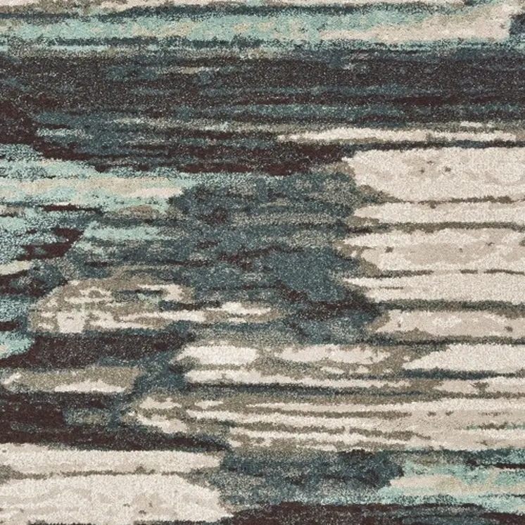 4' X 6' Ivory Blue And Gray Abstract Area Rug