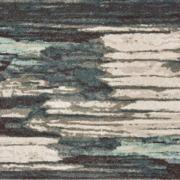 6' X 9' Ivory Blue And Gray Abstract Area Rug