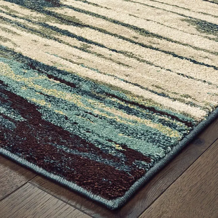 10' X 13' Ivory Blue And Gray Abstract Area Rug