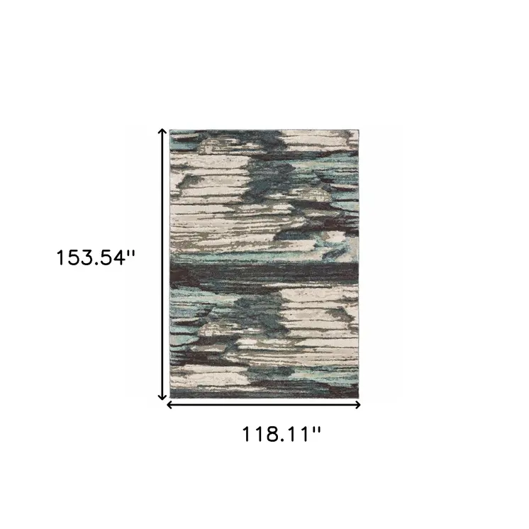10' X 13' Ivory Blue And Gray Abstract Area Rug