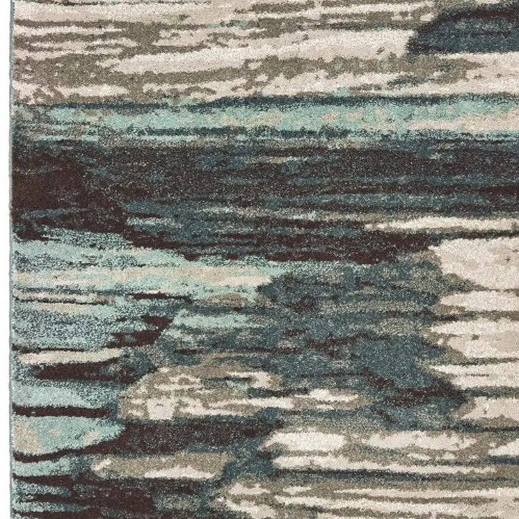 10' X 13' Ivory Blue And Gray Abstract Area Rug