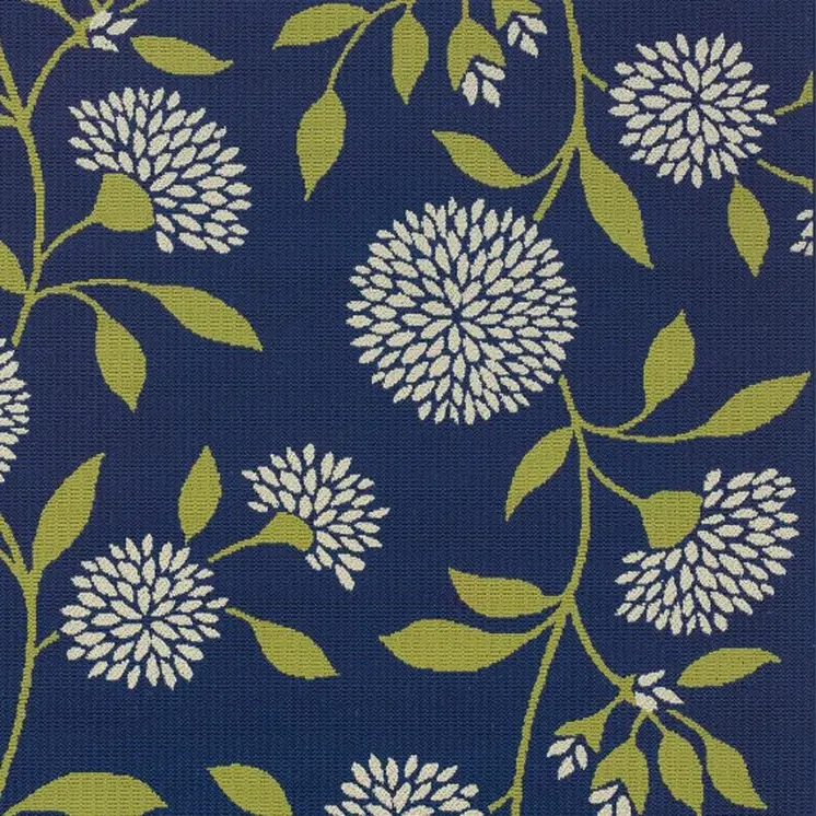 8' X 13' Blue And Green Floral Indoor Outdoor Area Rug