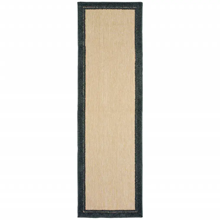 8' Beige And Black Indoor Outdoor Area Rug