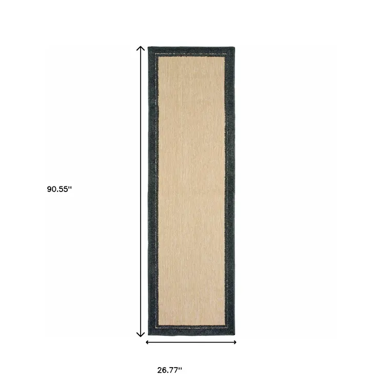 8' Beige And Black Indoor Outdoor Area Rug