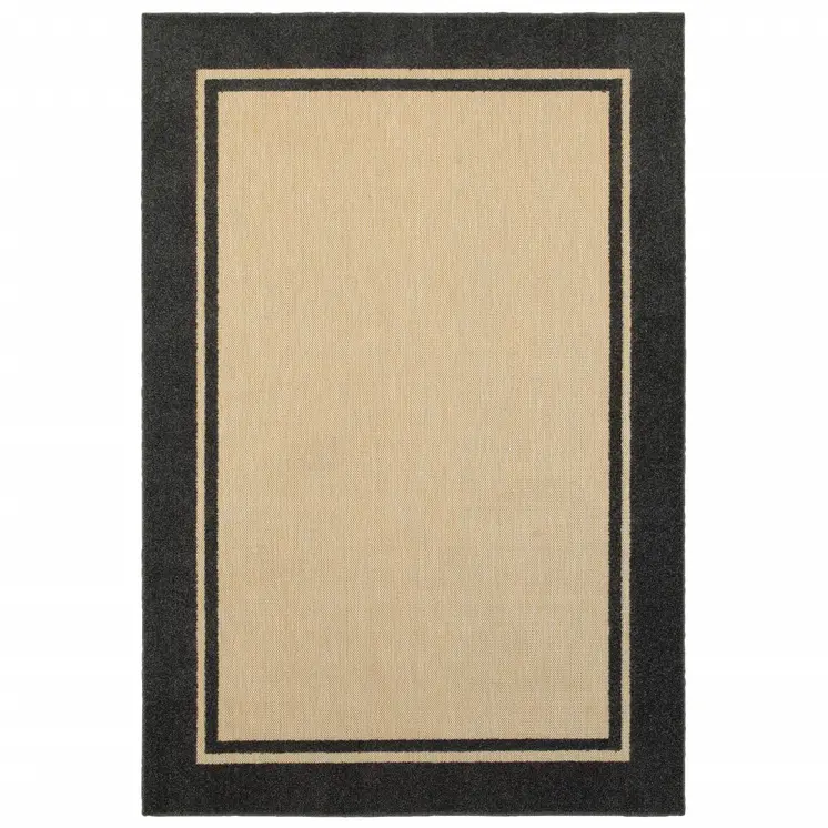8' X 11' Beige And Black Indoor Outdoor Area Rug