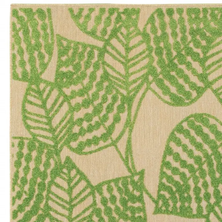 4' X 5' Green Floral Indoor Outdoor Area Rug