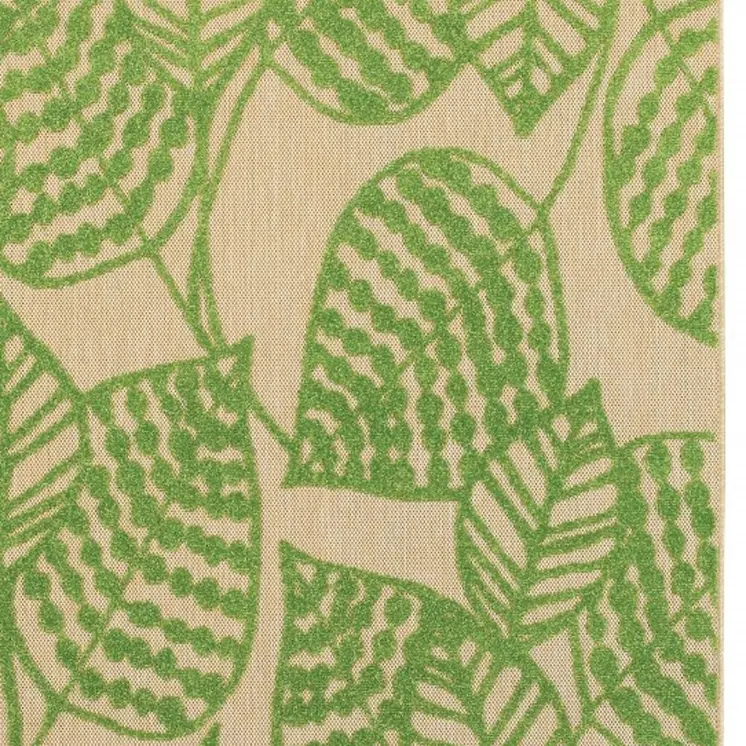 10' X 13' Green Floral Indoor Outdoor Area Rug