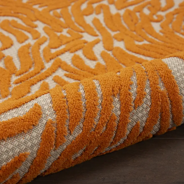 3' X 4' Orange And Ivory Abstract Indoor Outdoor Area Rug