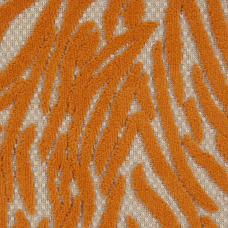 3' X 4' Orange And Ivory Abstract Indoor Outdoor Area Rug