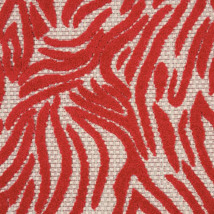 3' X 4' Red And Ivory Abstract Indoor Outdoor Area Rug