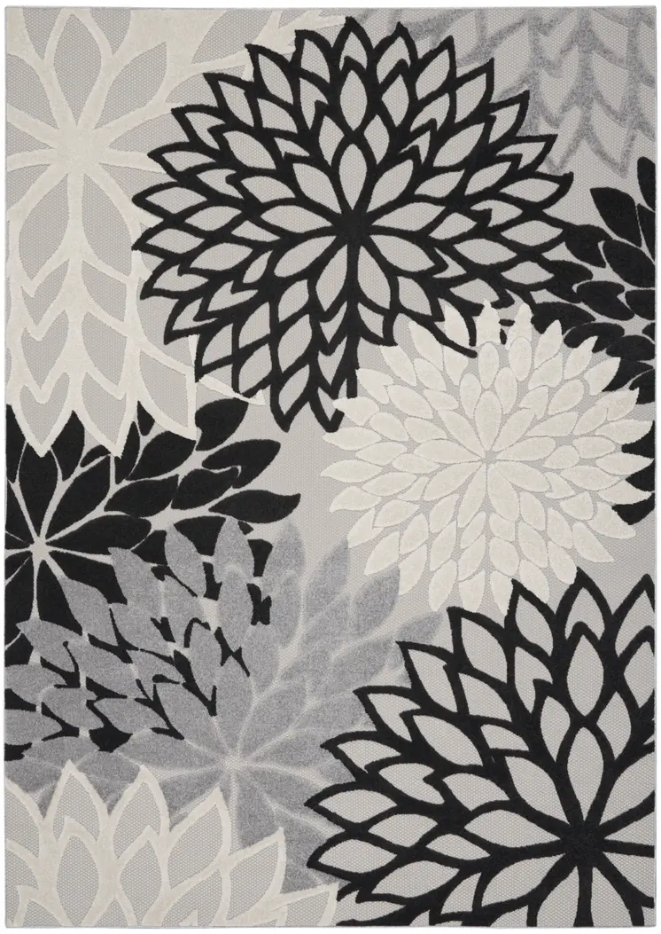 7' X 10' Black And White Handmade Indoor Outdoor Area Rug