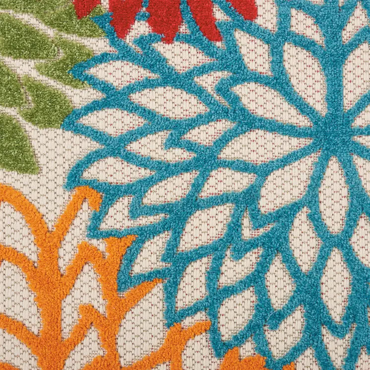 8' Green And Ivory Indoor Outdoor Area Rug