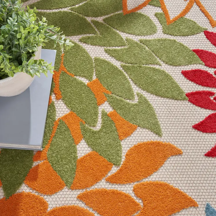 5' Green And Ivory Round Indoor Outdoor Area Rug