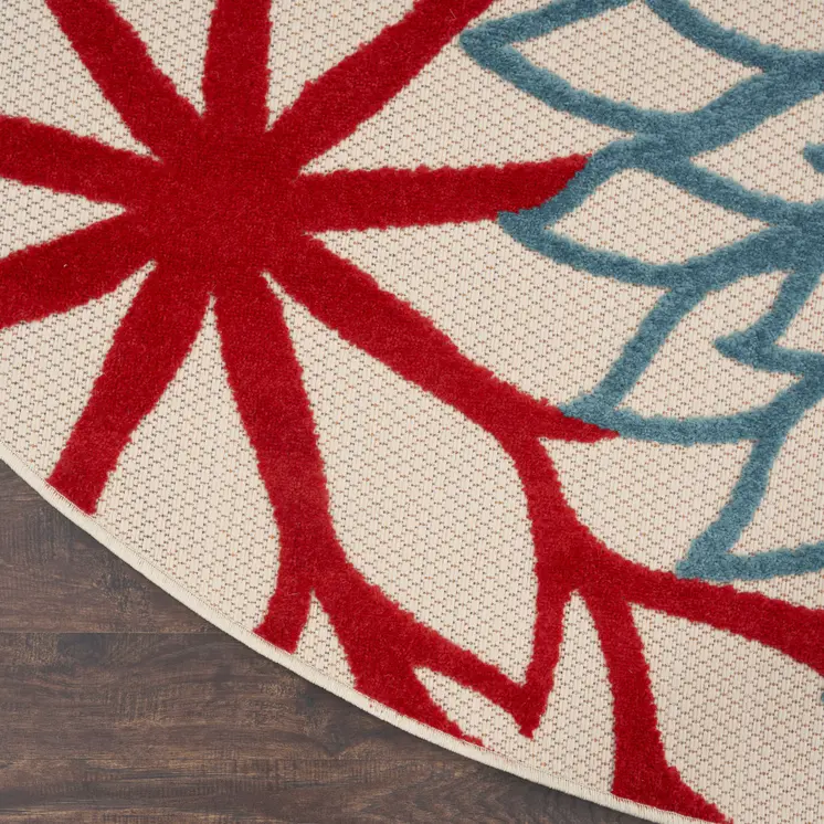 5' Green And Ivory Round Indoor Outdoor Area Rug