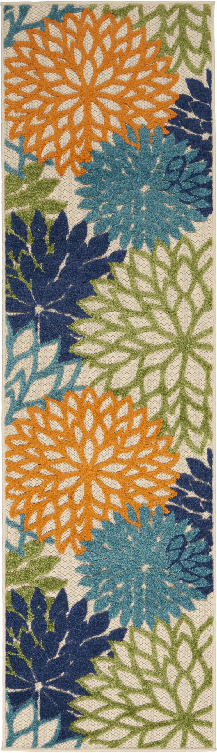 8' Ivory And Blue Indoor Outdoor Area Rug