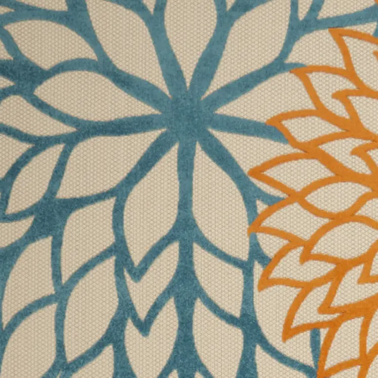 8' X 11' Ivory And Blue Indoor Outdoor Area Rug