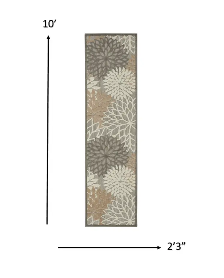 10' Gray And Ivory Indoor Outdoor Area Rug