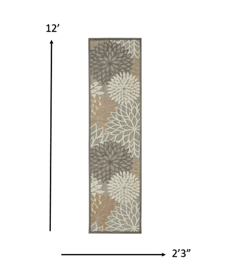 10' Gray And Ivory Indoor Outdoor Area Rug