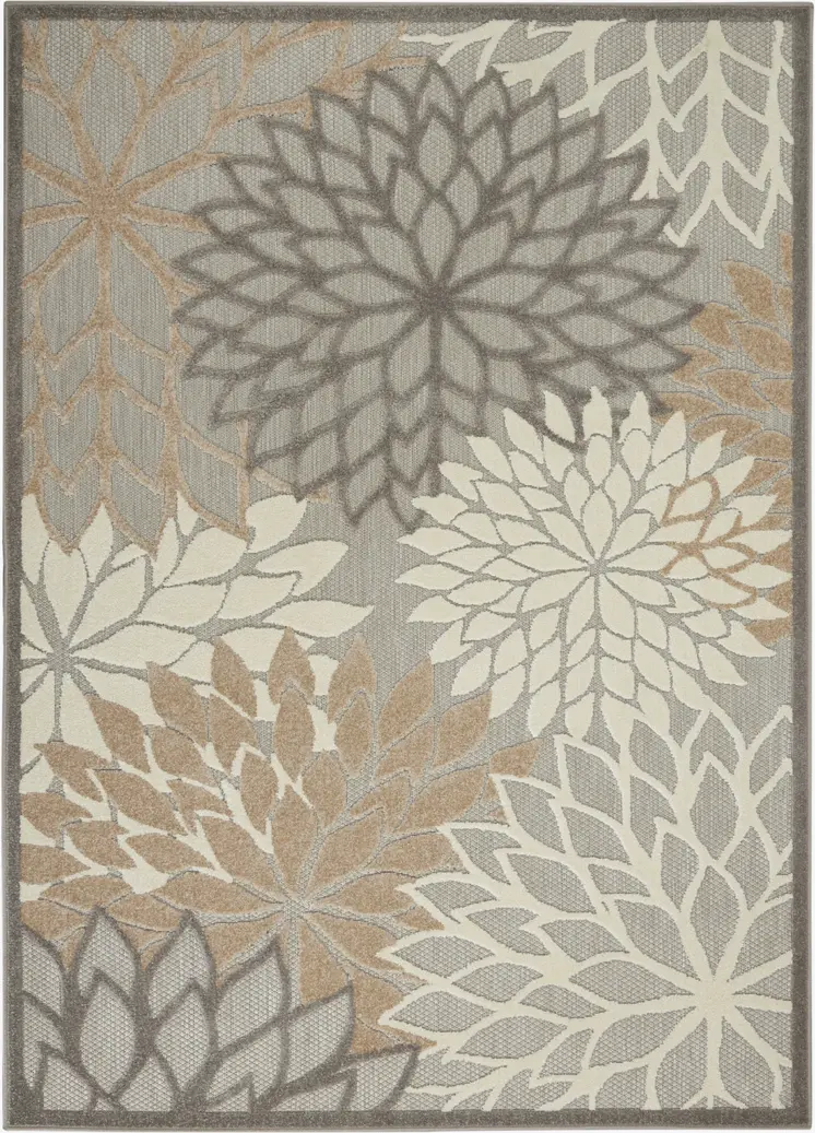 4' X 6' Gray And Ivory Indoor Outdoor Area Rug