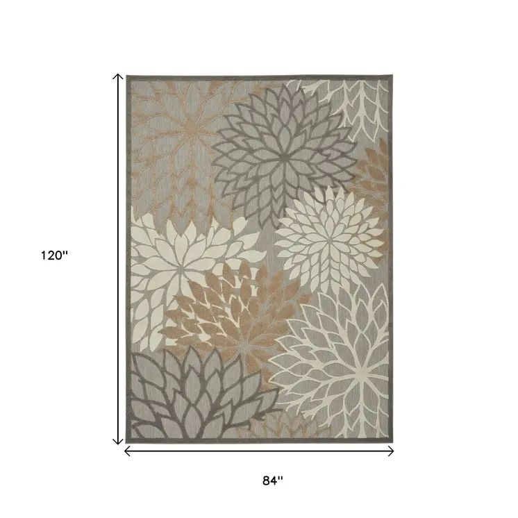 7' X 10' Gray And Ivory Indoor Outdoor Area Rug