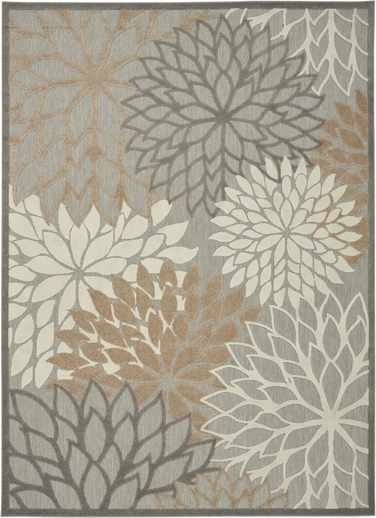 7' X 10' Gray And Ivory Indoor Outdoor Area Rug