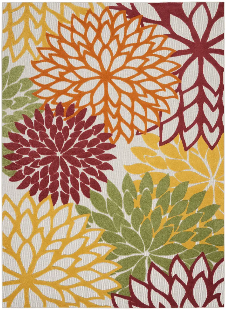 7' X 10' Green And Ivory Indoor Outdoor Area Rug