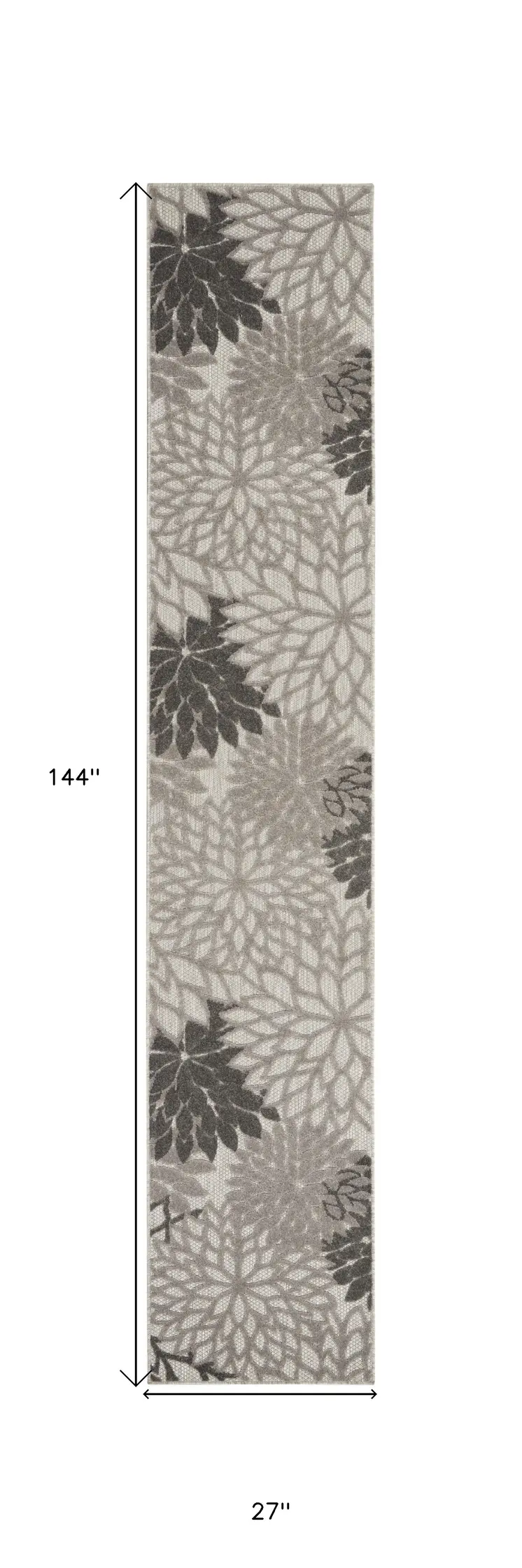 12' Gray Indoor Outdoor Runner Rug