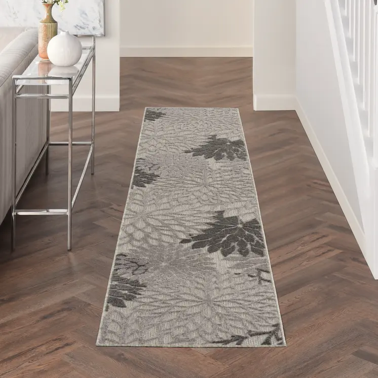12' Gray Indoor Outdoor Runner Rug