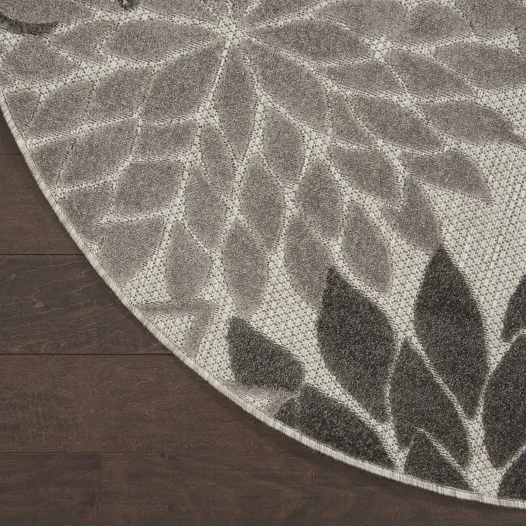 4' Gray Round Indoor Outdoor Area Rug