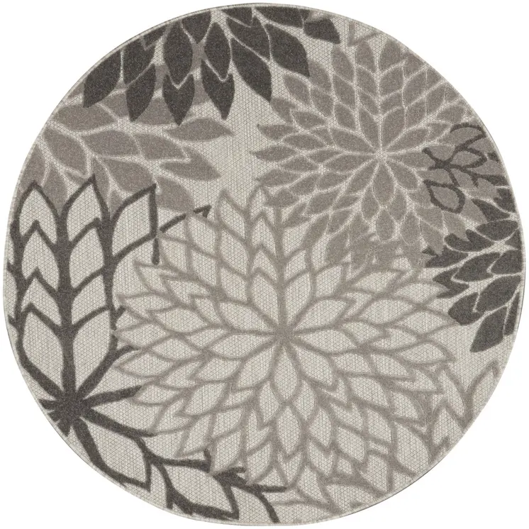 4' Gray Round Indoor Outdoor Area Rug